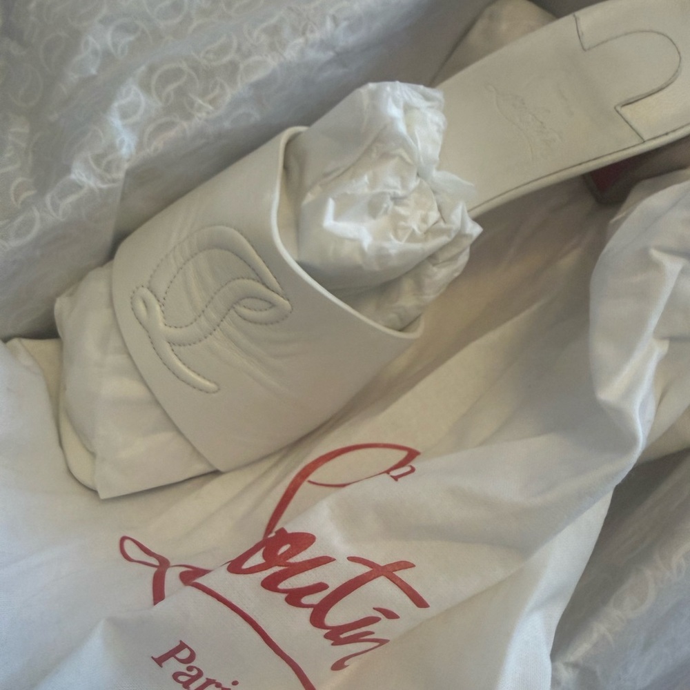 Christian Louboutin Ivory Slip-On Shoes